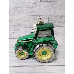 Green Tractor  Blown Glass Ornament